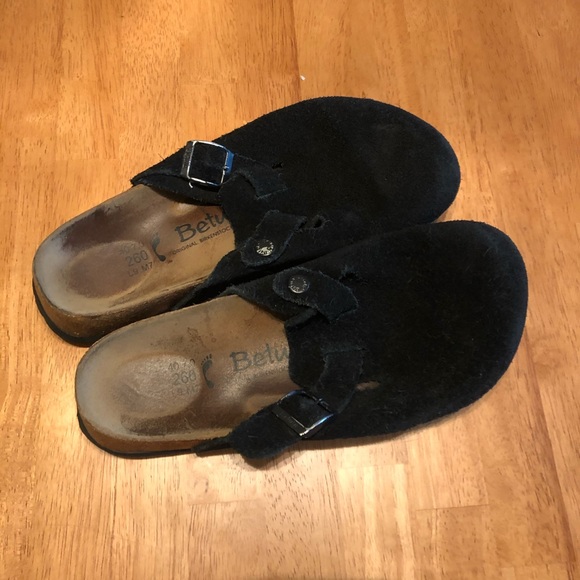 Birkenstock Shoes - Black suede clogs, Betula by Birkenstock (Size 39)